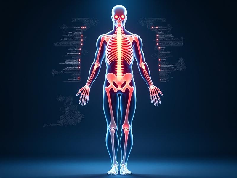 A digital illustration of a human skeleton and muscle system, with glowing red highlights on the core, shoulders, and legs. Arrows indicate muscle activation during an isometric hold, set against a gradient blue background with abstract scientific diagrams.