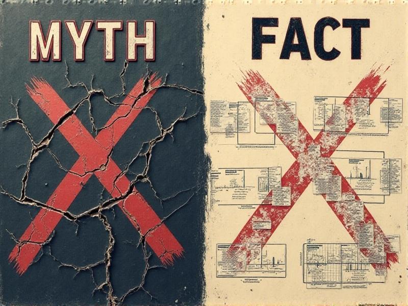 A split image contrasting a 'Myth' panel with a cracked mat and red Xs against a 'Fact' panel with a person smiling beside scientific graphs. Bold text labels and a neutral background. Keywords: earthing mat myths, grounding facts, debunking pseudoscience.
